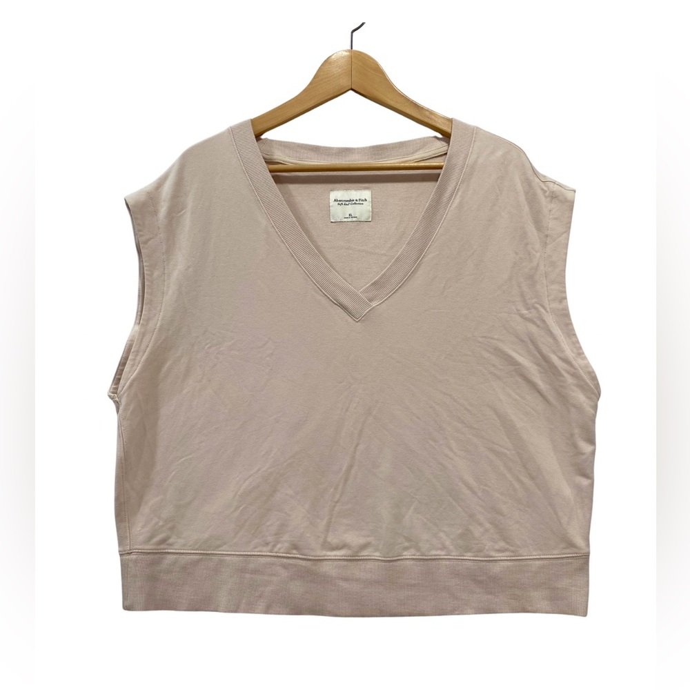 Abercrombie & Fitch V-Neck Pullover Sweater Vest Tan XL Soft A&F Sleeveless Top